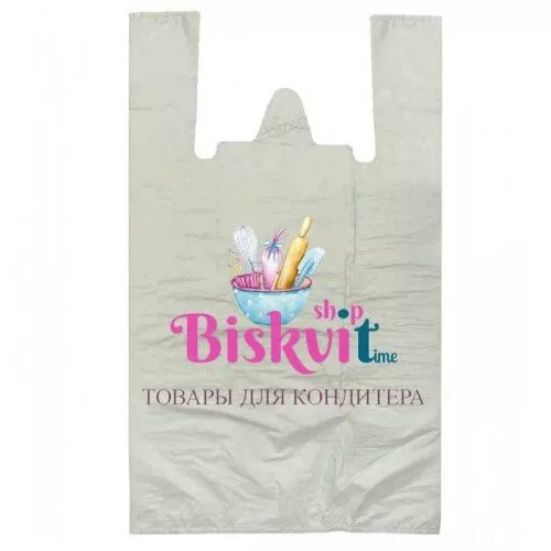 Пакет майка с логотипом "Biskvit" Пакет майка с логотипом "Biskvit"