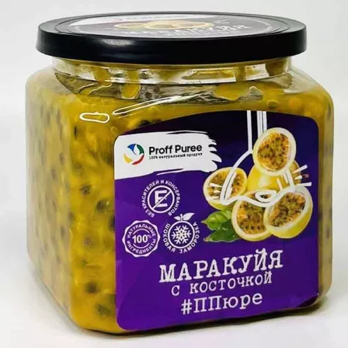 Пюре замороженное Маракуйя с косточкой Proff Puree, 500г Пюре замороженное Маракуйя с косточкой Proff Puree, 500г
