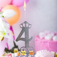 Топпер-свеча "4" хамелеон