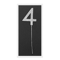 Топпер "4" со стразами, серебро