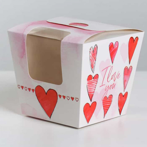 Коробка складная "I love you"  13*11,5*13см