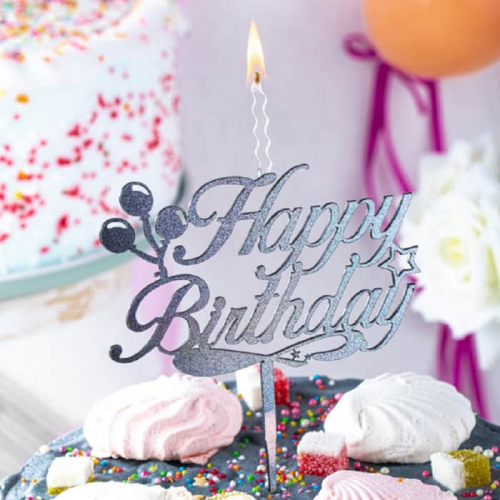 Топпер-свеча "Happy Birthday" хамелеон Топпер-свеча "Happy Birthday" хамелеон