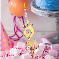 Топпер-свеча "2" золото