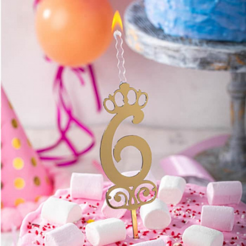 Топпер-свеча "6" золото Топпер-свеча "6" золото