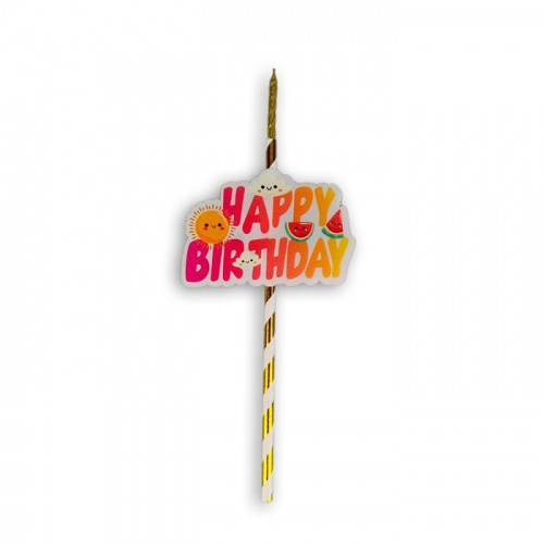 Топпер-свеча "Happy Birthday солнышко" с подсветкой