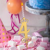 Топпер-свеча "4" золото
